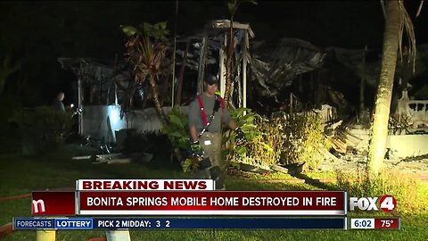 Bonita Springs mobile home destroyed by fire