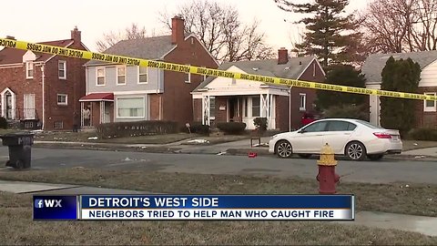 Man dies after catching fire inside his Detroit home, running out into the street