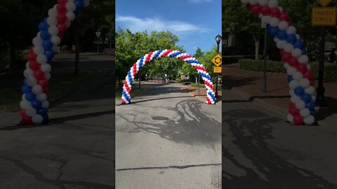 Extra Large Balloon Arch blowing in the wind