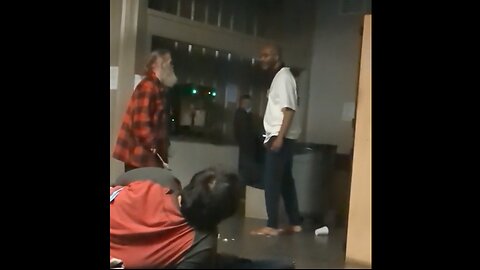 Old Homeless Guy Knocks Down Much Bigger Man Twice During Fight