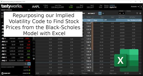 Repurposing our Excel Newton’s Method Spreadsheet to Solve for Stock Price Given Vol