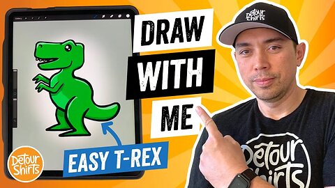 How to Draw A T-Rex Dinosaur Easy... Draw With Me using Procreate - Learn to Draw a Cartoon Dino.