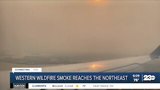 Western wildfire smoke reaches the northeast