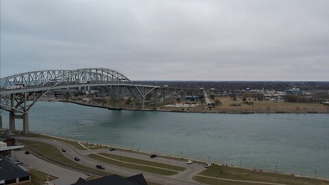 Drone Footage of the Blue Water Bridge, Port Huron & Sarnia Harbor