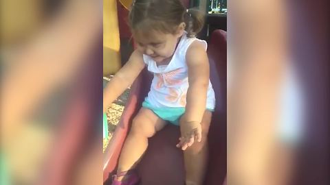 Toddler Girl Gets Stuck on Playground Slide