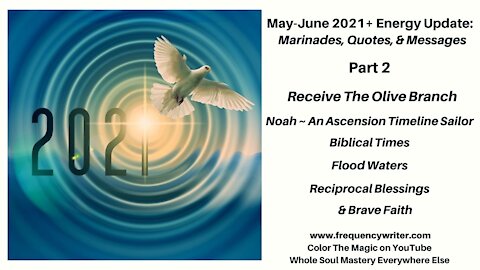 May-June 2021+ Marinades: Noah's Message to Humanity Today, The Olive Branch, Flood Waters, & Faith