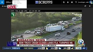 Semi truck crashes on northbound Turnpike