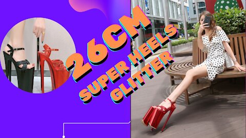 Sexy women sandal platform glitter shoes fashion super high heels 26cm pole dance pumps