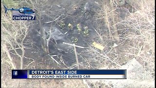 Body found inside burned car on Detroit's east side