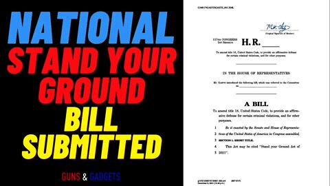 National Stand Your Ground Bill Submitted