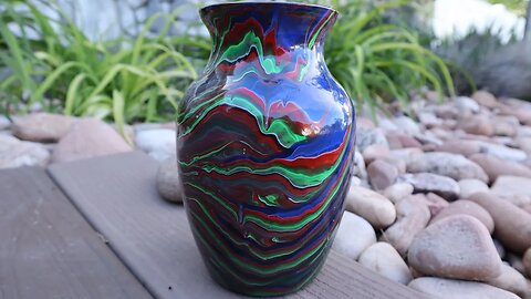 Homemade Vase - Acrylic Pour on a Glass Vase - DIY Vase