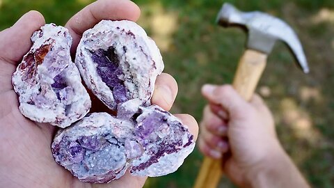 Cracking Amethyst Geodes Open! (Crystals Inside)