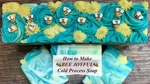 Making 🐝 BEE JOYFUL🐝 Aloe Vera Cold Process Soap + Piping Flowers | Ellen Ruth Soap