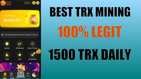 🔥Big Update ☺️Latest Best TRX Mining Site || Long-Term TRX Investment Site