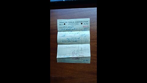 1951 Snap On Tools Receipt