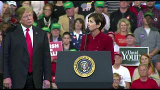 Iowa Governor Kim Reynolds speaks at Trump rally in Council Bluffs