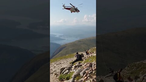 Helicopter rescue on Ben Nevis mountain Scotland