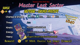 Destiny 2 Master Lost Sector: Neptune - Gilded Precept on my Solar Titan 12-27-23