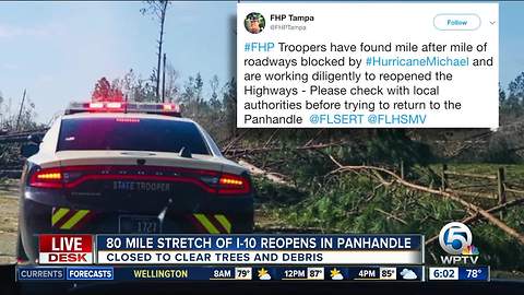 I-10 back open in the Florida Panhandle following Hurricane Michael