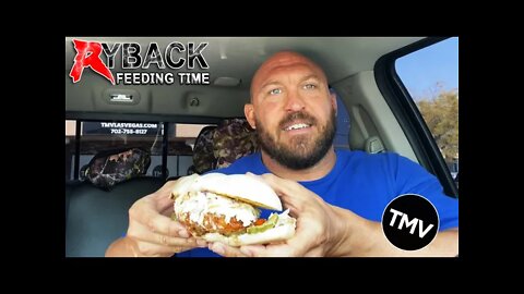 Ryback Feeding Time: Honey BBQ Chicken Sandwich with Sweet Potato Fries Mukbang