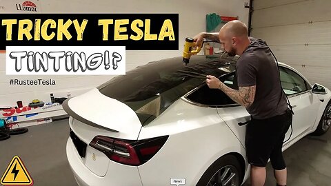 Why is it a PAIN to tint the rear glass on a Tesla Model 3? Modified EV #rusteetesla Pt 7