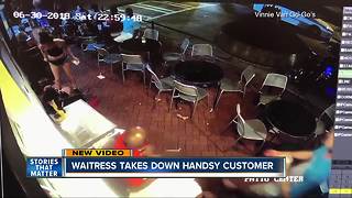 Woman's takedown of customer after groping caught on video
