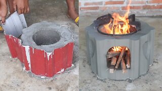 Wow A Unique Cement Stove Make From Zinc Sheet | Smart Idea For Everyone | WiN REACH