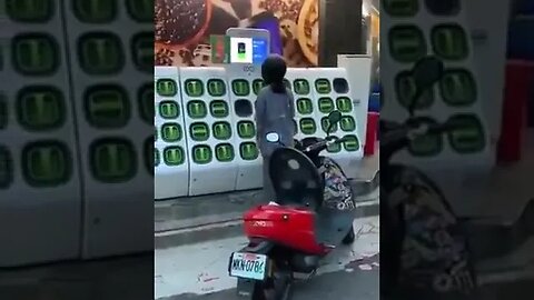 This 'battery swap' station for electric scooters in Taiwan.