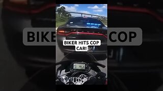 BIKER HITS COP CAR! CRASH!