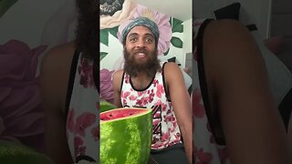 eating fresh seeded watermelon live on TikTok with Rock Mercury ￼