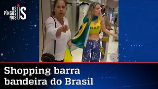 Mulher entra com bandeira do Brasil em shopping de SP e é constrangida por segurança