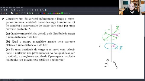 Analisando o movimento de uma carga pontual próxima a um fio infinito [Problema resolvido]