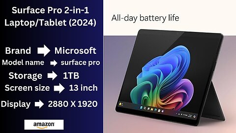 Surface Pro: The Future of Computers:|| Microsoft Surface Pro 2-in-1 Laptop/Tablet (2024)