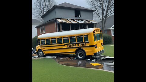 The school bus was empty when the driver crashed it into a house