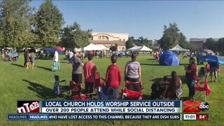 local church holds worship outside for the first time