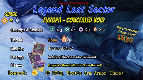 Destiny 2 Legend Lost Sector: Europa - Concealed Void on my Arc Warlock 2-18-24