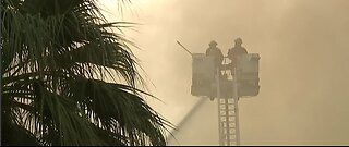 UPDATE: Part of roof, walls collapse in Las Vegas office building fire