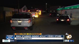 Man stabbed in Midway District adult video store