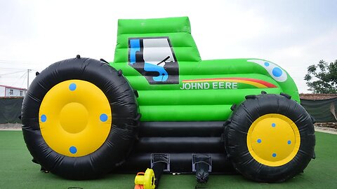 Tractor inflatable bouncer with slide #inflatables #inflatable #trampoline #slide #bouncer #catle