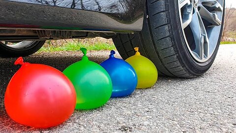 Crushing crunchy and soft things by car! EXPERIMENTAL CAR vs WATER BALLOONS