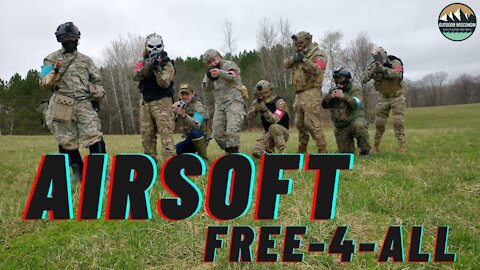 Large Airsoft Free For All Match in Woods
