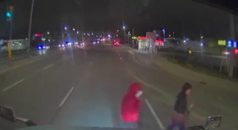 Pedestrian Gets Hit By Truck