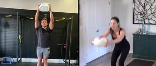 Working out at home using household items