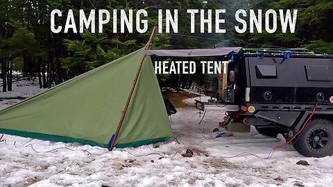 snow camping in the New Zealand mountains in a heated tent with Oi the dog and Josh James & friends