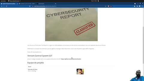 Registro cyberframework.online, um hub de projetos hacker