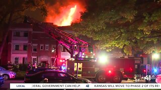 Crews battle building fire