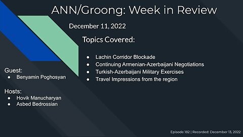 Lachin Blocked | Armenia-Azerbaijan Negotiations | Military Drills | Syunik | Ep 182 - Dec 11, 2022
