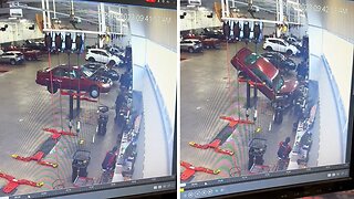 Epic auto shop fail captured on security camera