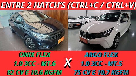 ENTRE 2 CARROS - CHEVROLET ONIX X FIAT ARGO - BOA AUTONOMIA, BAIXA MANUTENÇÃO COM DESIGNER COMUM