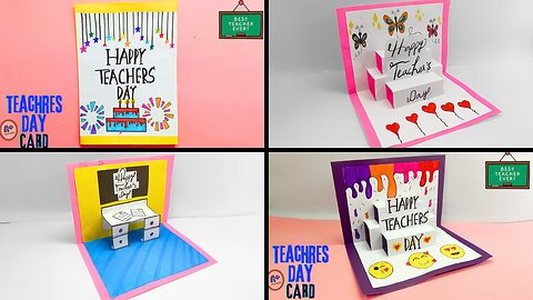 How to make 4 Easy Teacher's Day Pop Up Card | | Card Idea for Competition || Handmade Card tutorial